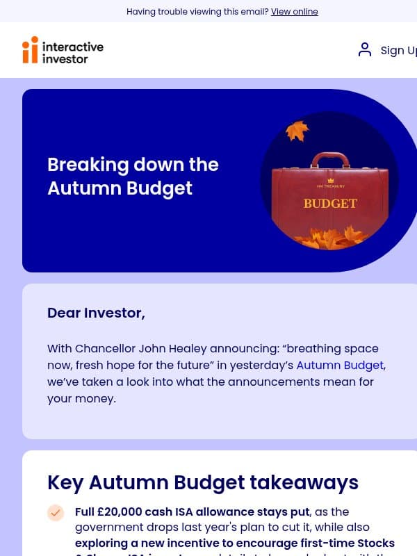 Breaking down the Autumn Budget email from interactive investor