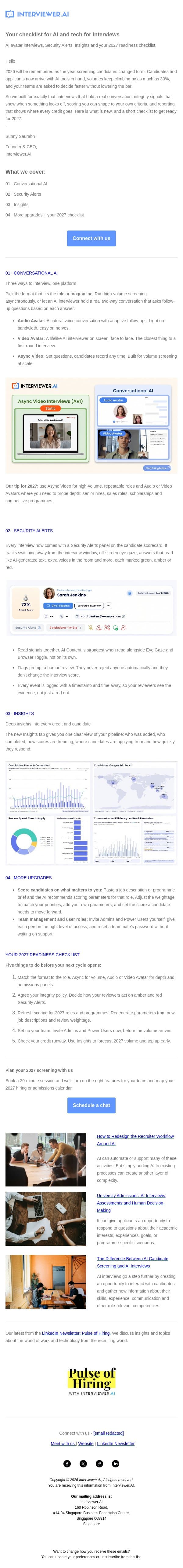 2027: Smarter, safer screening with Interviewer.AI email from Interviewer.AI screenshot