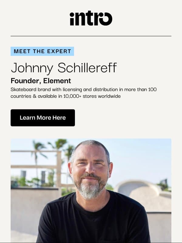 You Johnny (Founder of Element) email from Intro