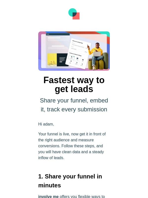 Share your funnel and track every conversion email from involve.me