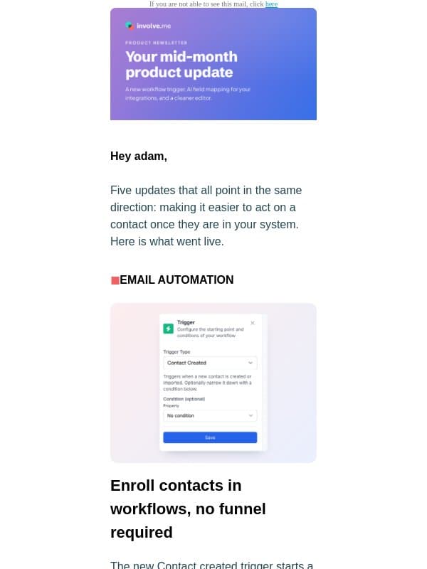 Five updates landed this month email from involve.me