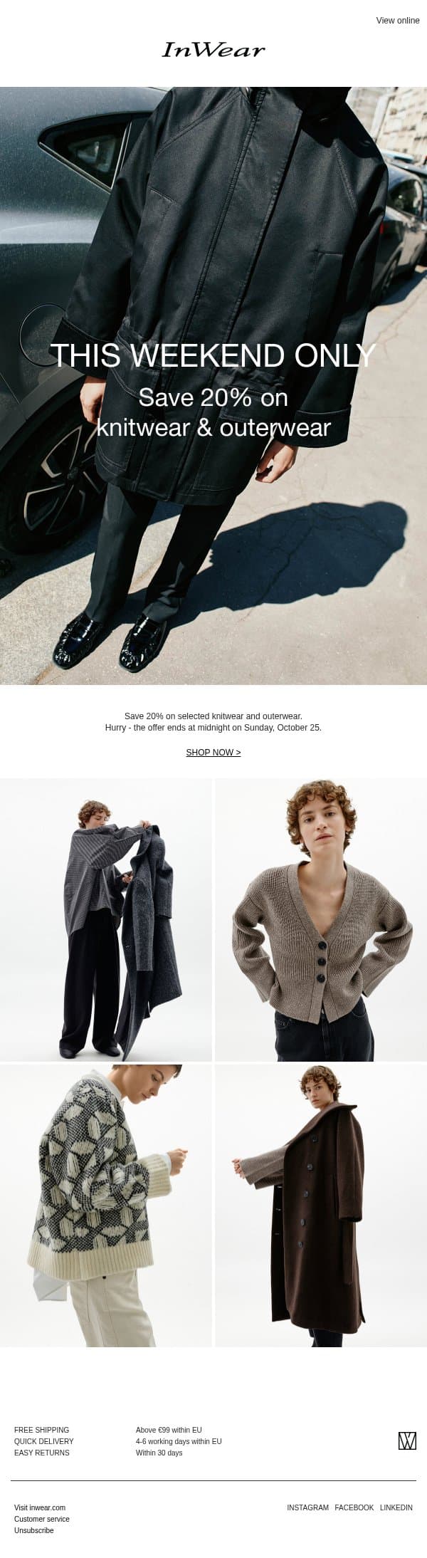 Limited Offer - Ends Tonight email from InWear screenshot