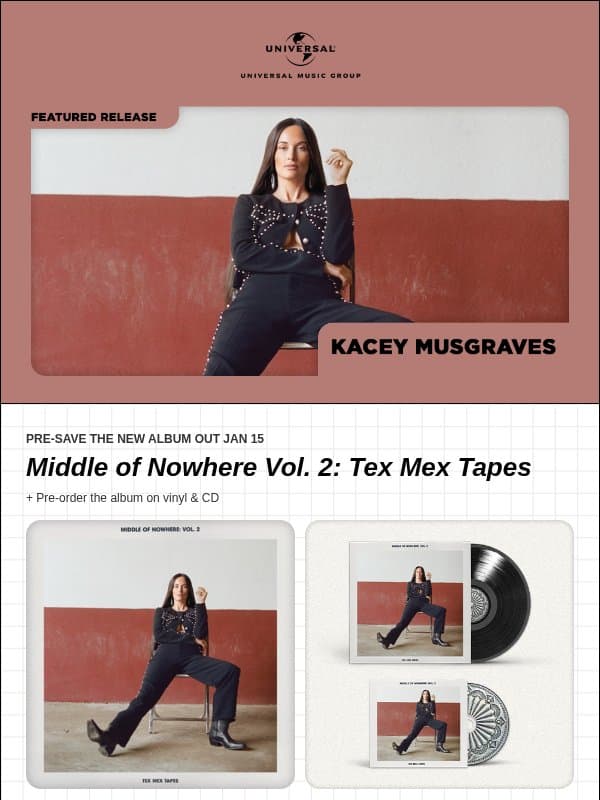 New music from Kacey Musgraves, Amy Winehouse, Gracie Abrams, & more email from Island Records
