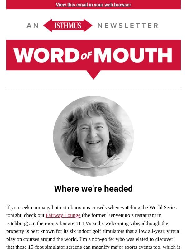 Brewers community + more recommendations | Isthmus Word of Mouth for Oct. 27, 2026 email from Isthmus