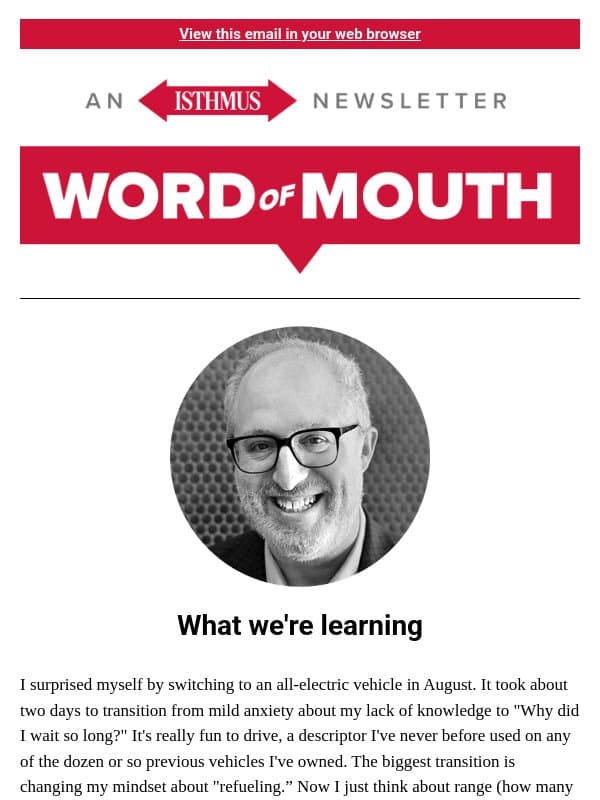 Think range + more recommendations | Isthmus Word of Mouth for Oct. 20, 2026 email from Isthmus