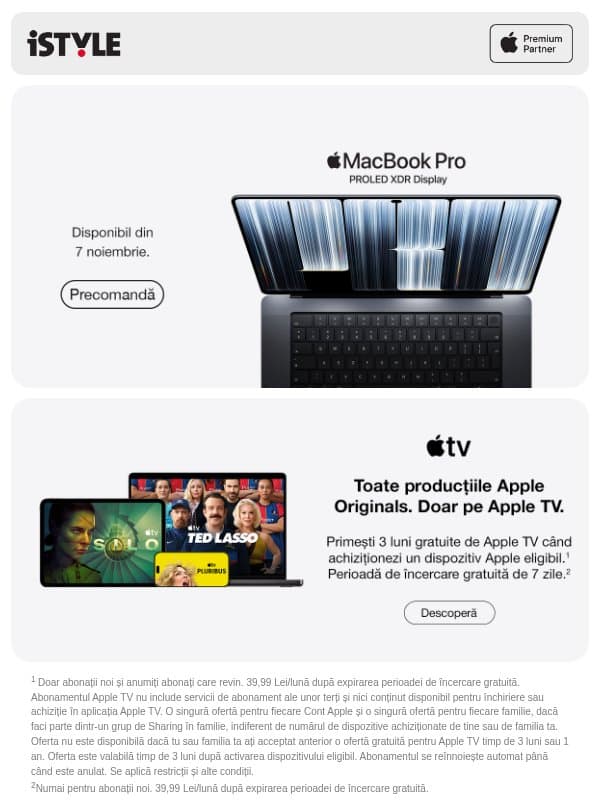 Precomandă acum noul MacBook Pro cu ecran PROLED XDR email from iSTYLE