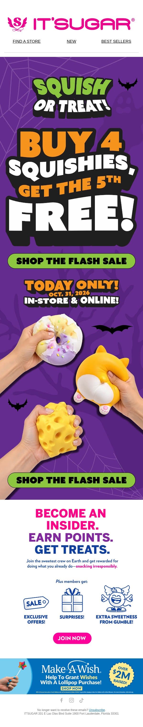 FREE SQUISHY ALERT! TODAY ONLY🔥 🎃 email from IT'SUGAR screenshot