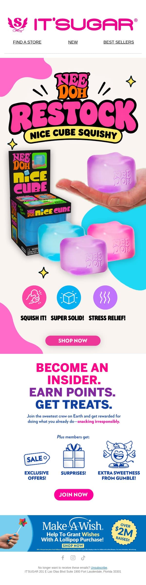 🚨 RESTOCK ALERT: NeeDoh Nice Cube! email from IT'SUGAR screenshot