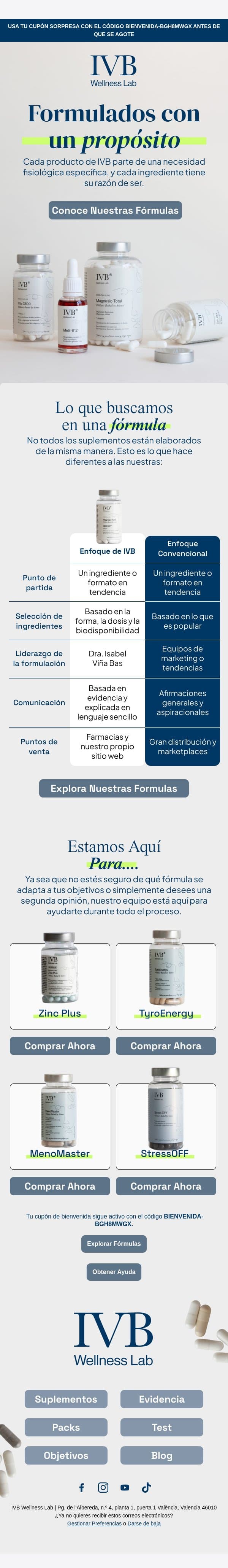 No todos los complementos son iguales email from IVB Wellness Lab screenshot