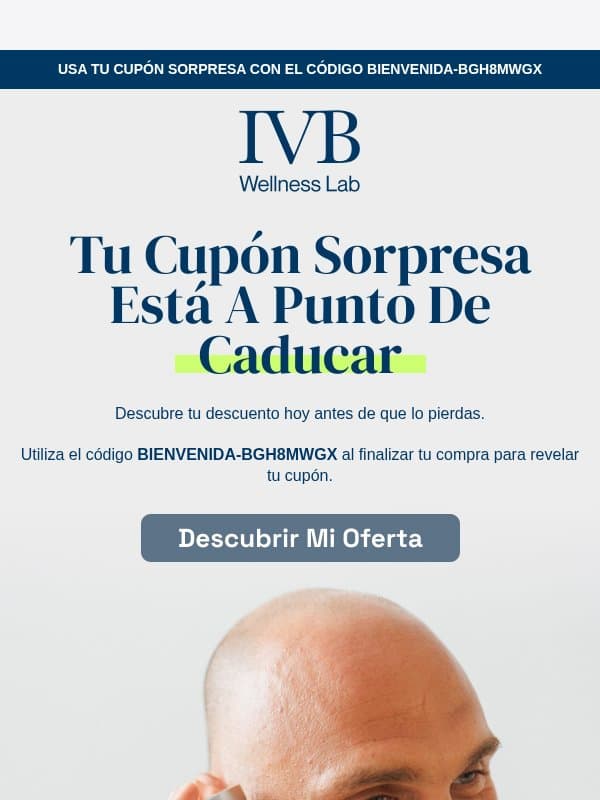Tu cupón de bienvenida está a punto de caducar ⏰ email from IVB Wellness Lab
