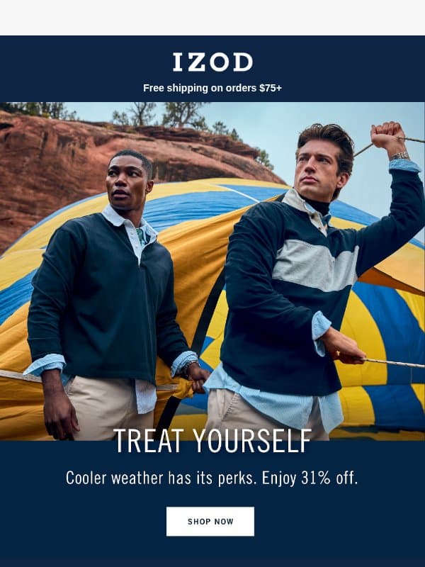 A Little Fall Magic. 31% Off Everything email from Izod