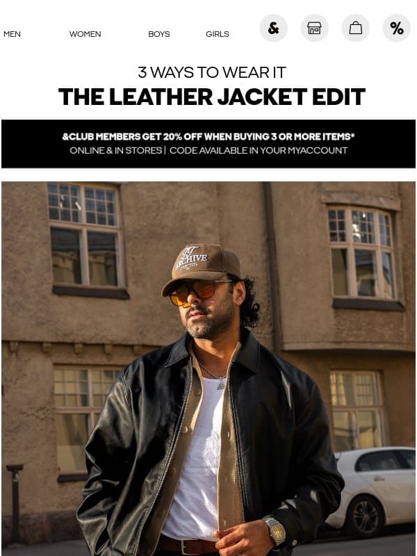 Leather jackets, styled 3 ways email from Jack & Jones