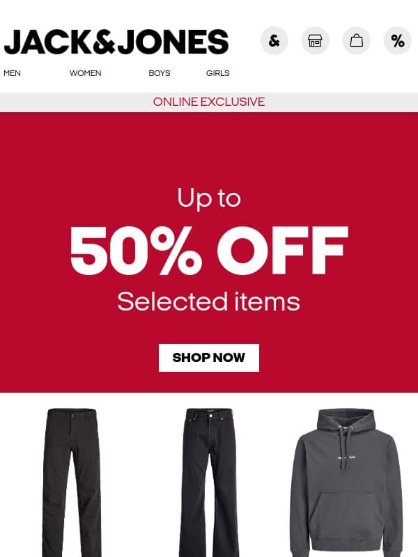 The timing is pretty good email from Jack & Jones