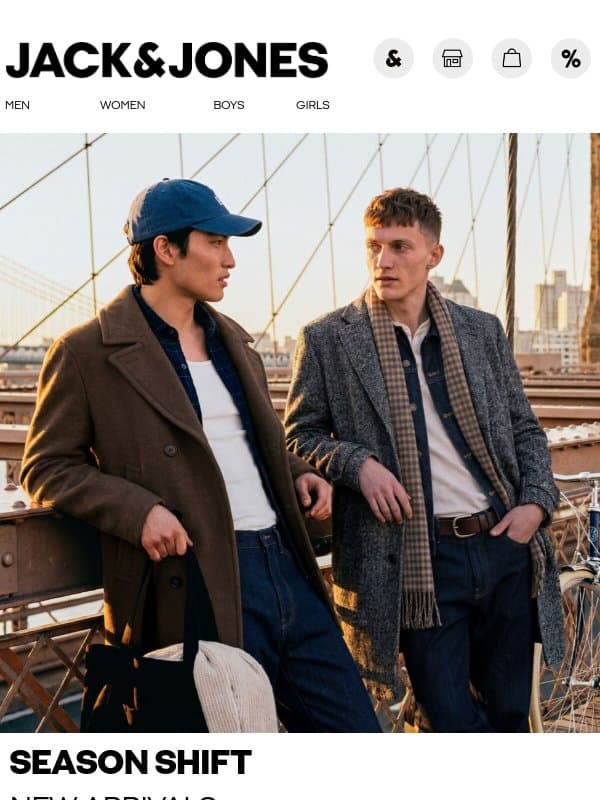 New arrivals, right on time email from Jack & Jones