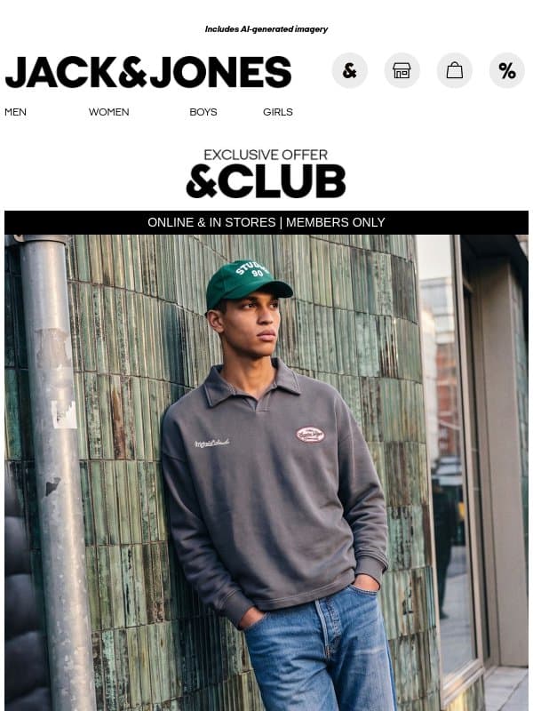 Double up on sweatshirts email from Jack & Jones