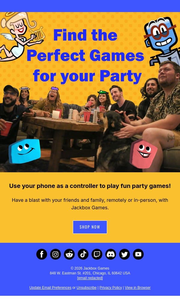 Looking for party games? email from Jackbox Games screenshot