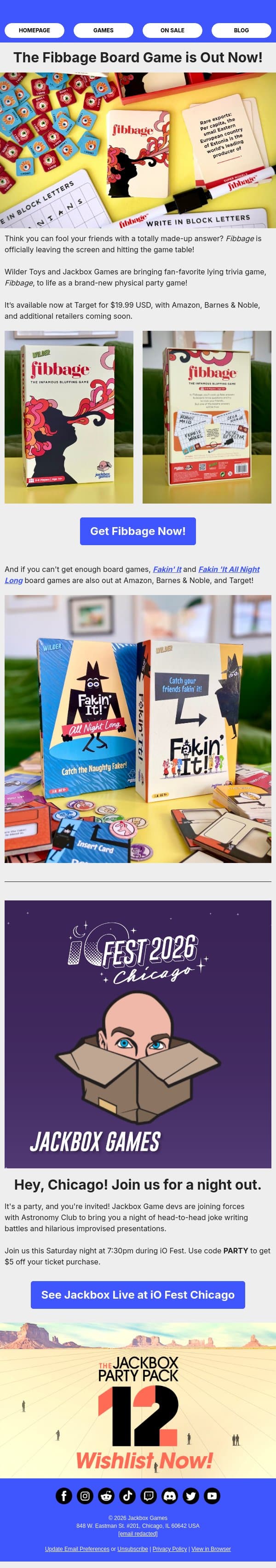 No lie, Fibbage is now a board game! email from Jackbox Games screenshot