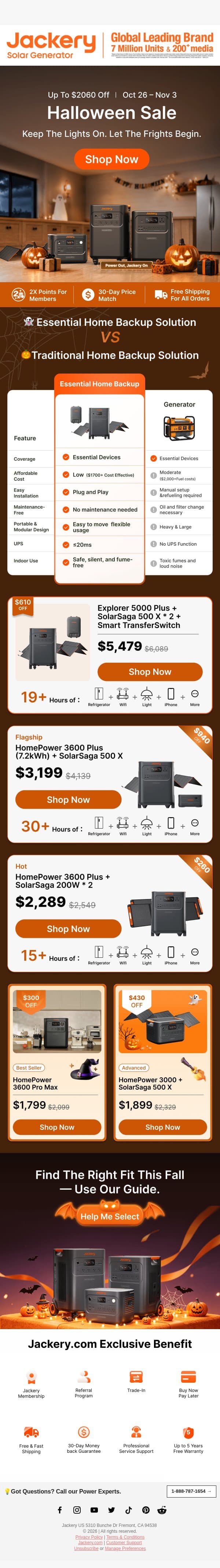 ๐ Halloween Deals Are Here โ Save Up to $2,060! email from Jackery screenshot