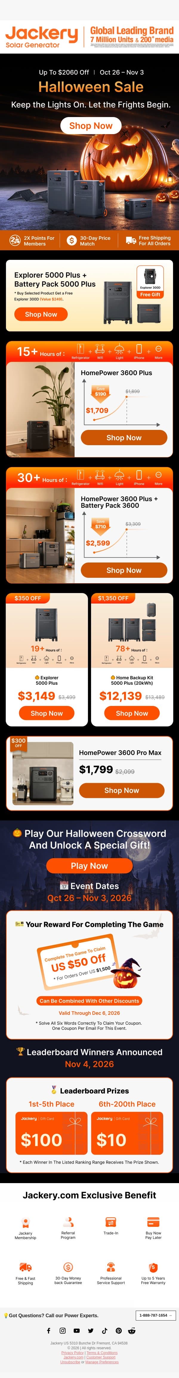 🎃 No Tricks, Just Treats — Save Up to $2,060! email from Jackery screenshot