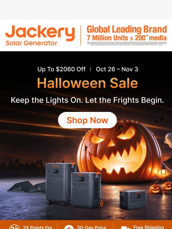 ๐ No Tricks, Just Treats โ Save Up to $2,060! email from Jackery