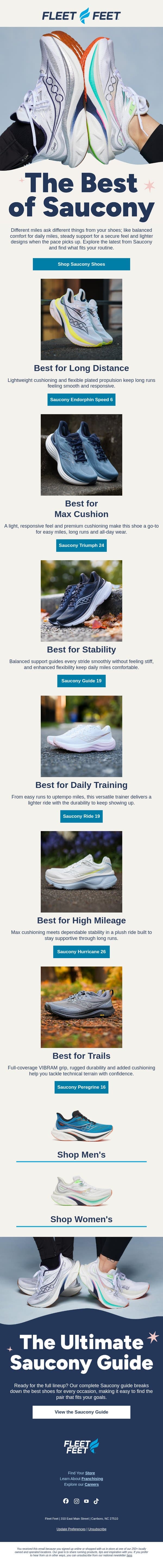Time to fall for Saucony email from JackRabbit screenshot
