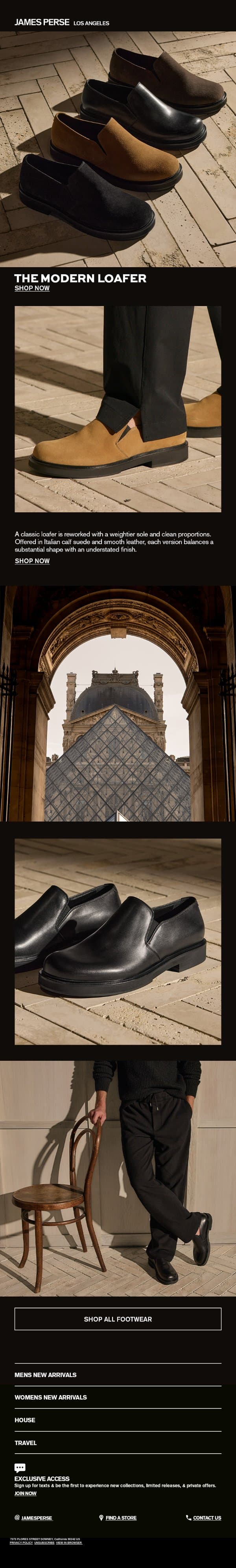 The New Leather Loafer email from James Perse screenshot