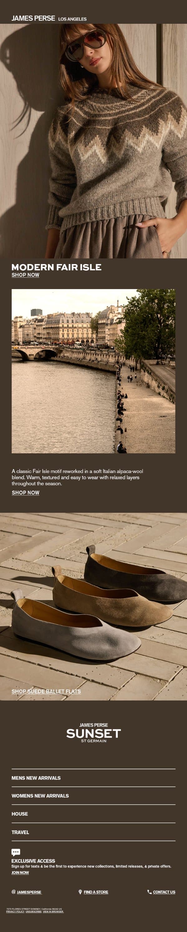 Modern Fair Isle email from James Perse screenshot
