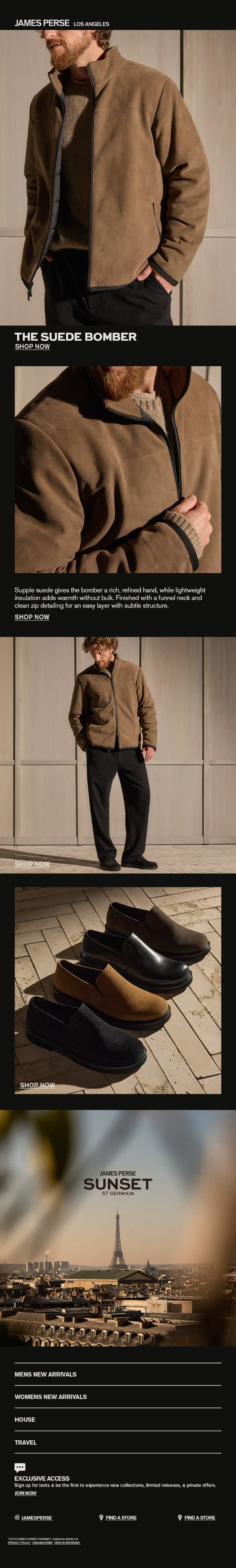 Refined Suede email from James Perse screenshot