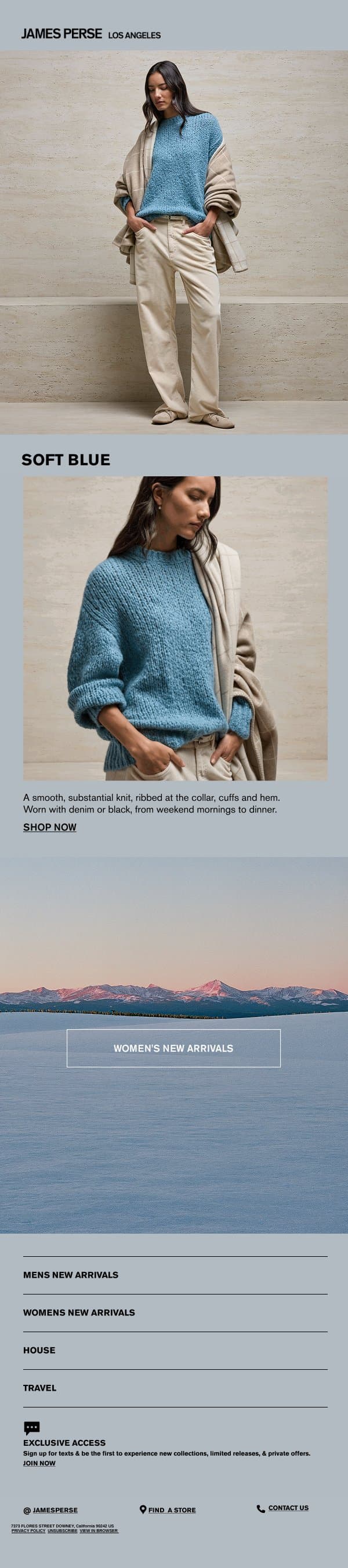 Silk Cashmere email from James Perse screenshot
