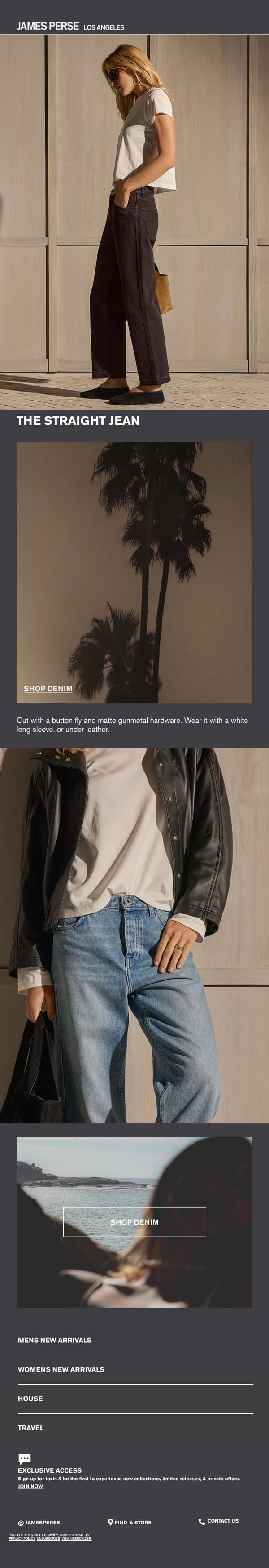 Relaxed Italian Denim email from James Perse screenshot