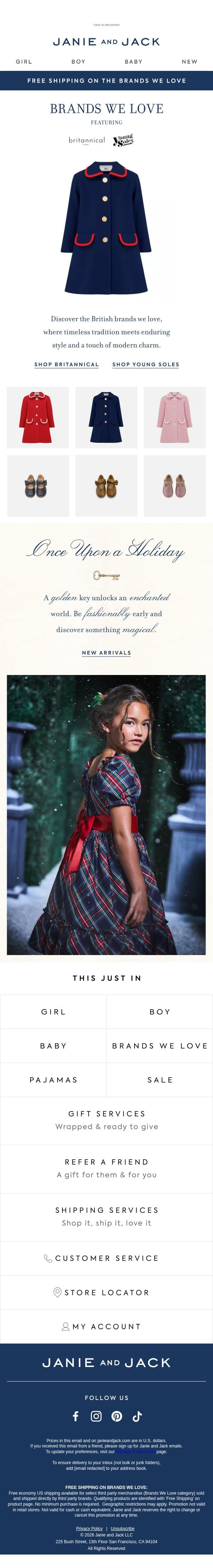 Discover the British brands we love email from Janie and Jack screenshot