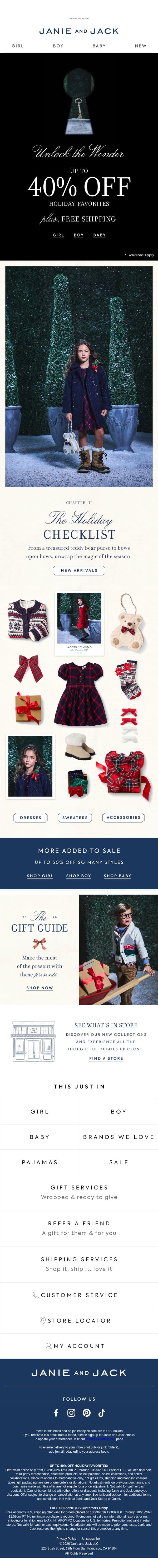 Check off her holiday list… email from Janie and Jack screenshot