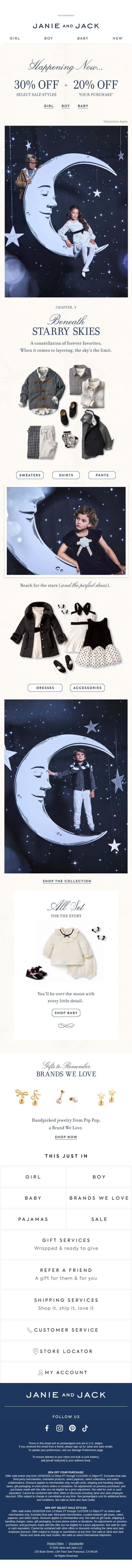 You'll be over the moon for this sale… email from Janie and Jack screenshot