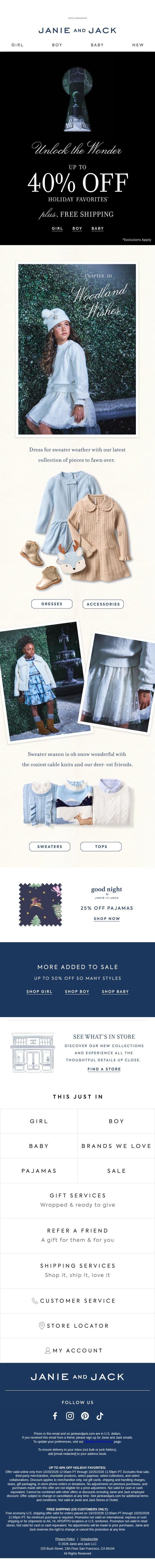 The warmest wishes: new sweaters & more email from Janie and Jack screenshot