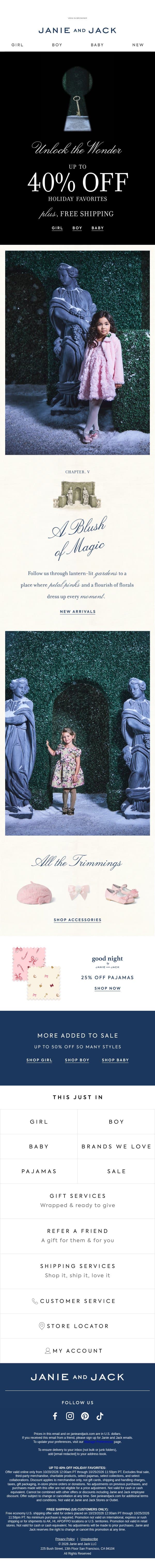 We've got a new collection for you… email from Janie and Jack screenshot