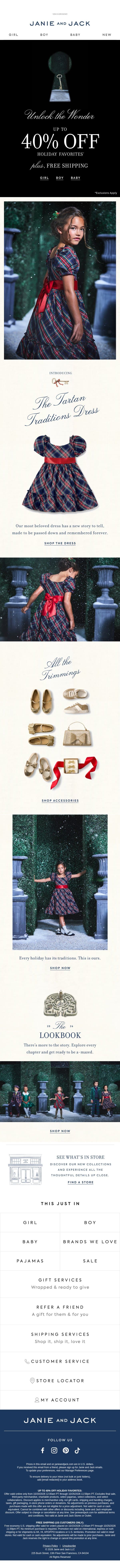 You get up to 40% off holiday favorites email from Janie and Jack screenshot