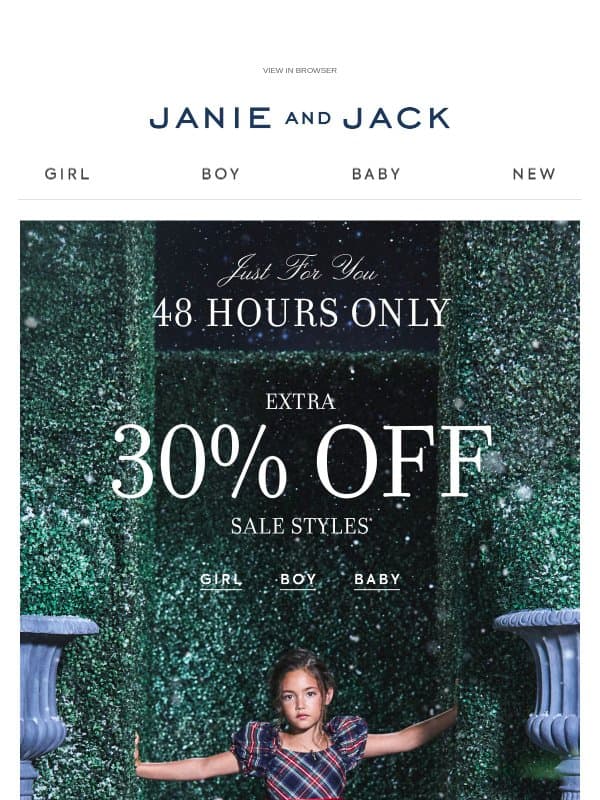 Holiday styles just added to sale email from Janie and Jack