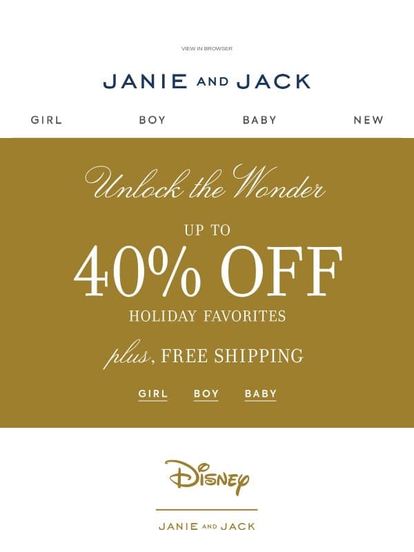 Now on sale: our Disney Princess collection email from Janie and Jack