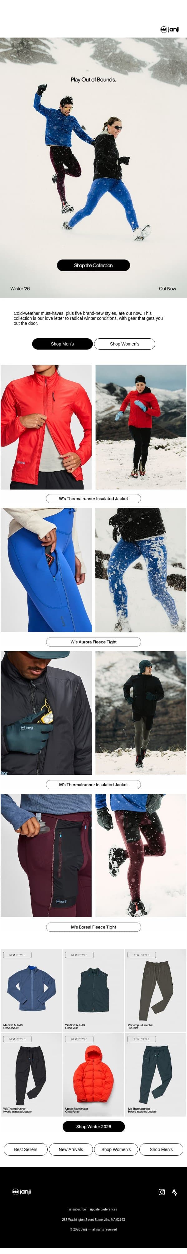 Introducing: Winter ‘26 email from Janji screenshot