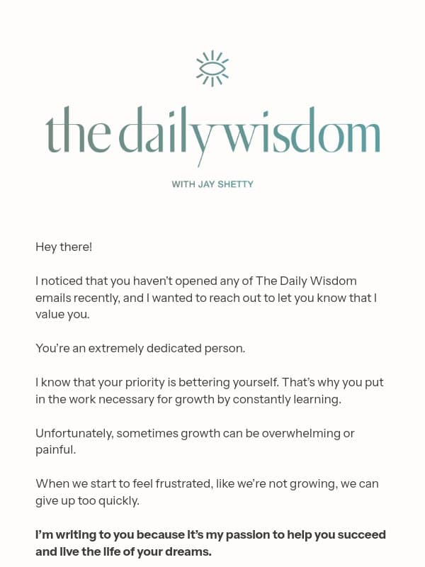 I miss you email from Jay Shetty