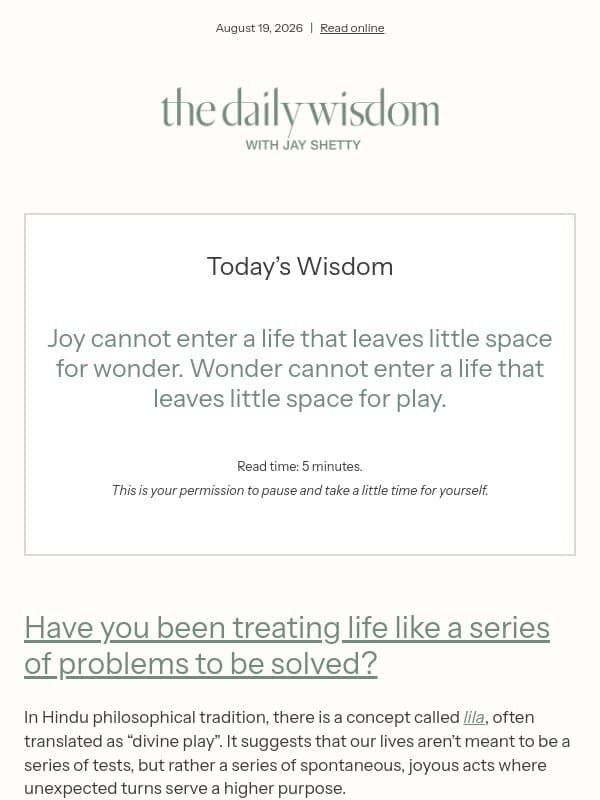 Trying To Control Everything? email from Jay Shetty