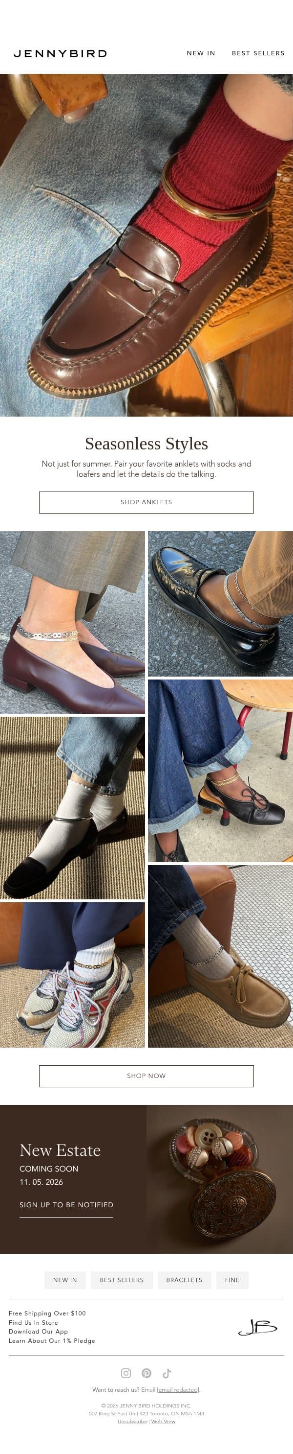 Anklets Season Isn't Over email from Jenny Bird screenshot