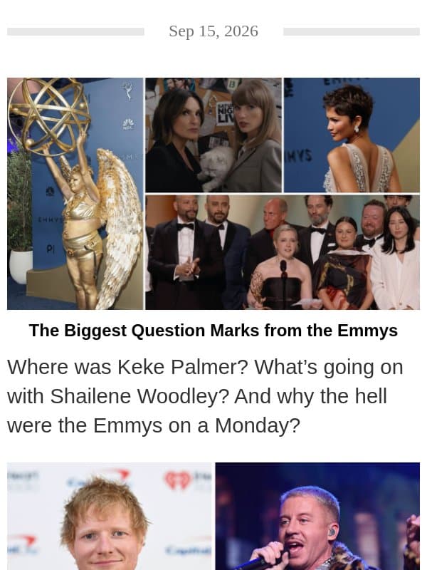 An Emmys Recap, Ed Sheeran’s a Twerp, and Kash Patel Talks Bestiality at the Senate email from Jezebel