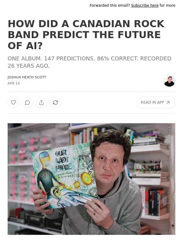 HOW DID A CANADIAN ROCK BAND PREDICT THE FUTURE OF AI? email from JHS Pedals