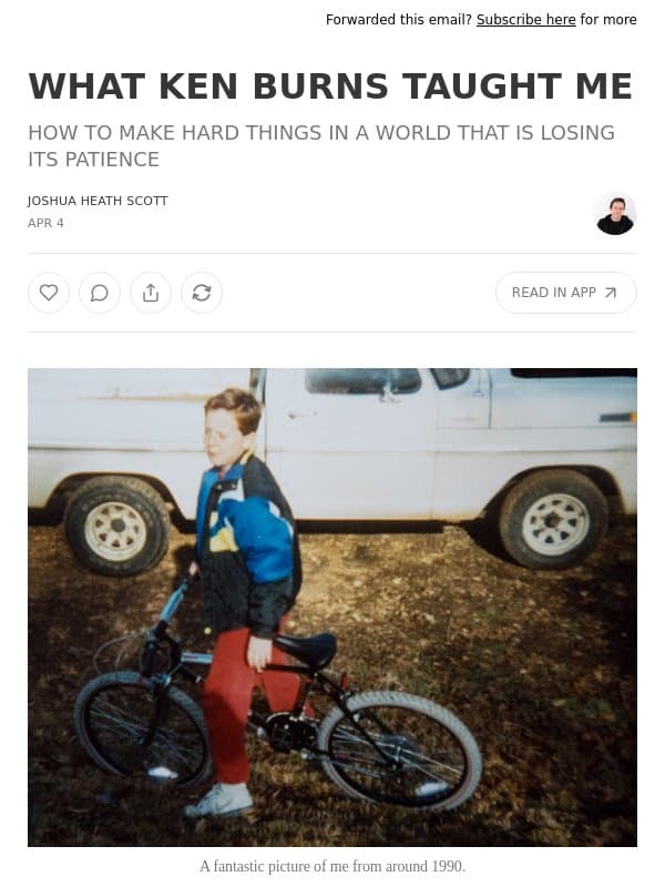 WHAT KEN BURNS TAUGHT ME email from JHS Pedals