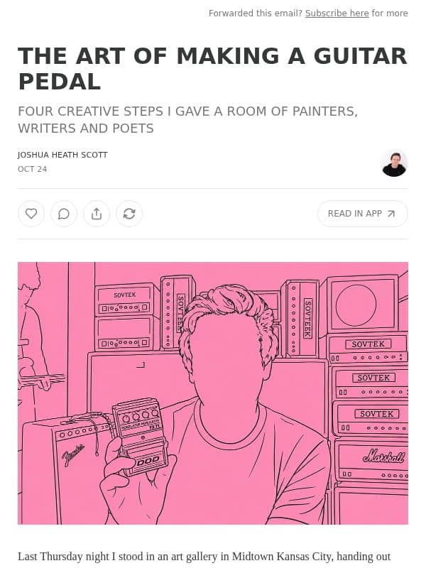 THE ART OF MAKING A GUITAR PEDAL email from JHS Pedals