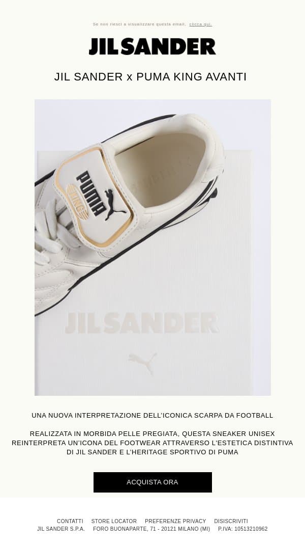 JIL SANDER x PUMA King Avanti è disponibile ora email from Jil Sander screenshot