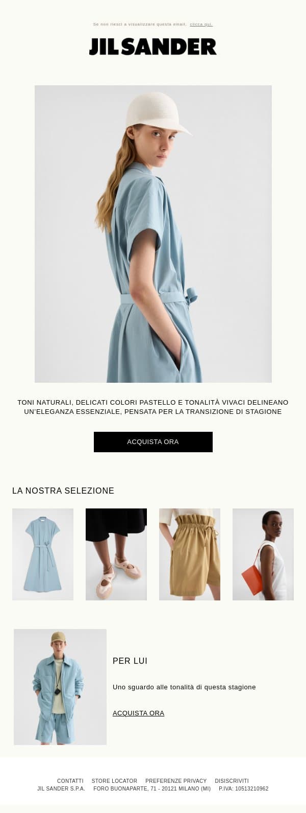 Palette di stagione email from Jil Sander screenshot