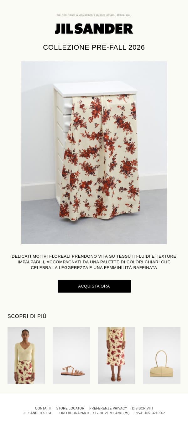 Una stagione in fiore email from Jil Sander screenshot