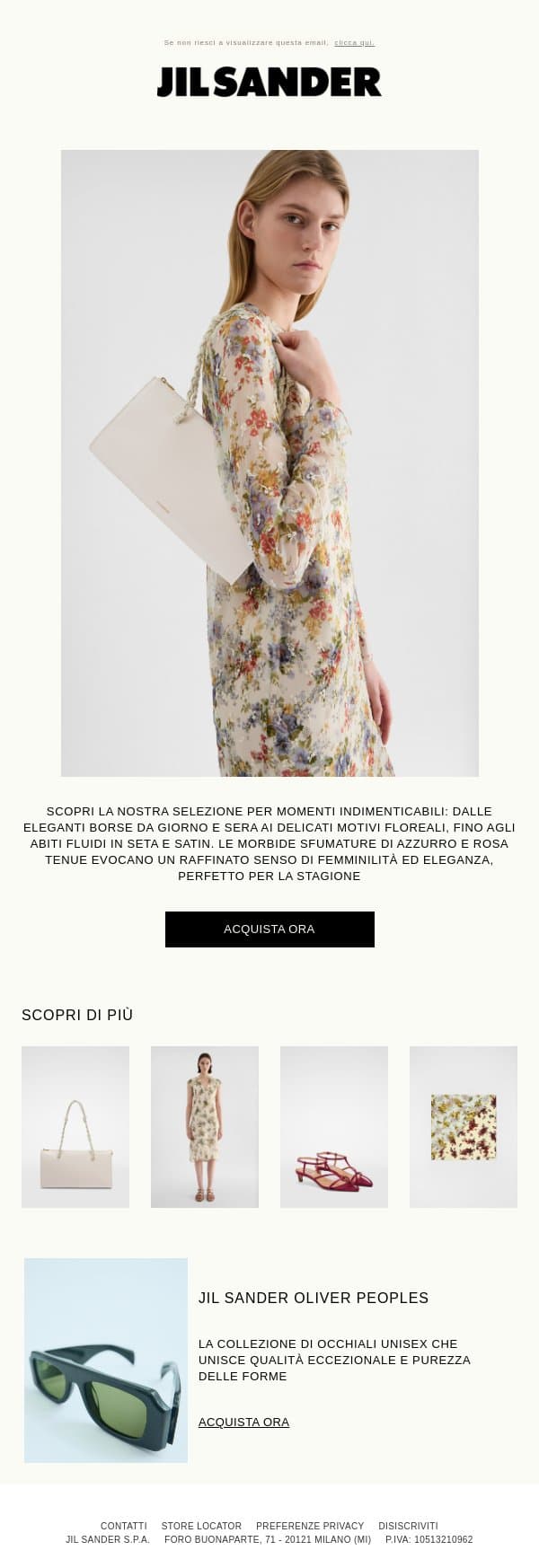 Momenti speciali email from Jil Sander screenshot